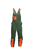 Schnittschutzhose Klasse 1, Forsthose WOODSafe®, kwf-geprüft, Latzhose grün/orange, Herren - Waldarbeiterhose mit Schnittschutz Form A, leichtes Gewicht, Größe 60