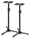 2er Set Pronomic SLS-20 Studio Monitor Stativ faltbar - klappbare Füße - höhenverstellbar von 75 cm bis 130 cm - Ablagefläche mit Moosgummistreifen - schw