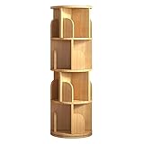 ZHJIUXING SF Bücherregal Massivholz 360 ° Drehbares Bücherregal Rundes Bücherregal Regal Aufbewahrung Organizer Display Rack Für Wohnzimmer, Drehbare Regaleinheit, Wood Color, F