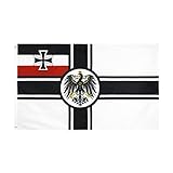 Deutsche Reichsflagge mit Wappen 1. Weltkrieg 1. Weltkrieg Deutschland Somme Ypern 3x5 Fuß, deutsch preußische Flagge genäht Deutsche Königreich Preußen Flagge Polyester mit Messingö