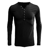 XDJSD Herren T-Shirt Langarm Herren T-Shirt mit V