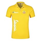 JJZXLQ Men Summer Casual Short Sleeve Cotton Vespa T-Shirt Single Button Placket Plain Unisex Round Neck S