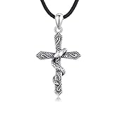 CUOKA MIRACLE Schlange Kette Kreuz 925 Sterling Silber Gothic Kreuz Halskette für Herren Vintage Oxidated Ankh Schlangen Anhänger Schmuck für Damen Unisex