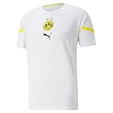 PUMA Herren BVB Prematch Jersey T-Shirt, White-Cyber Yellow, XS