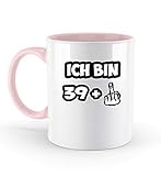 PlimPlom Ich bin 39 + Mittelfinger Tasse Zum 40 Geburtstag Spaßgeschenk Fun Kaffeetasse - Zweifarbige Tasse -330ml-Puder R