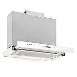 Klarstein Mariana Neo 60 Dunstabzugshaube, 60 cm, EEK A, 640 m³/h, Umluft & Abluft, LC-Display, Timer, Touch-Panel, LED, Flachschirmhaube, Teleskophaube, Unterbau-Dunstabzugshaube, Glasfront, weiß