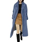 Hirolan Damen Oversize Winter Mantel Faux Fur Kunstfell Jacke Warmer Jacke Kunstpelz Warm Lange Pelzmantel Felljacke Flauschige Elegant Cardigan Parka Coat Steppmantel N