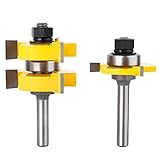 MEIGGTOOL 2 Stücke 8mm Zoll Schaft Zunge und Nut Fräser Set, Panel Schranktür Bodenbelag Holzfräsen Zap
