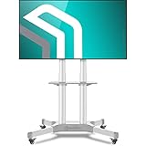 ONKRON TV Ständer Mobile TV Standfuss TV Rollwagen Stand 40 - 65 Zoll mit Rollen höhenverstellbar rollbar für Flach&Curved Fernseher Bodenständer mit Halterung VESA TS1351 W