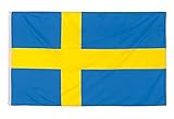 Aricona Schweden Flagge - Schwedische Nationalflagge mit Messing-Ösen - 90 x 150 cm - Wetterfeste Fahnen für Fahnenmast - 100% Poly