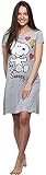 Brandsseller Nachtshirt Nachthemd Freizeitshirt Longshirt Kurzarm mit Motiven im Stil von Snoopy Hellgrau M