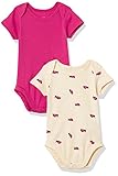 Moon and Back by Hanna Andersson 2 Pk Short Sleeve Bodysuit T-Shirt-Set, Dunkelrosa, 6-12 M