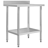 vidaXL Küche Arbeitstisch mit Aufkantung Verstellbare Füße Gastronomie Gastro Edelstahltisch Küchentisch Zerlegetisch Tisch 80x60x93cm E