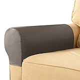 SWD TWTH Sofa-Armlehnenschutz, wasserdicht, 2 Packungen, Sofa-Sessel, Schoner, Set, dehnbar, Leder, Couch-Armschutz (hellkaffeebraun)