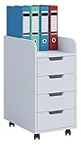 PKline Rollcontainer Bürocontainer 4 Schubladen Büro Schrank Schreibtisch Unterschrank