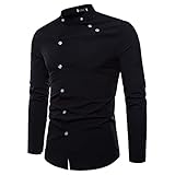 Ocuhiger Herren Mode Klassische Formelles Hemd Slim Regular Standard Fit Business Hemden Mit Knöpfen Lässige Langarm Shirt Umlegekragen Bluse Für Männer Einfarbig Schw