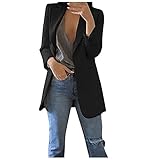 joyvio Damen Anzug Jacke Trenchcoat Langarm Revers Blazer Sakko Elegant Damenblazer Herbstjacke Frauen Einfarbig Lange Ärmel Mantel Übergangsjacke Slim Fit Geschäft Büro Lange Mantel Anzüge mit T