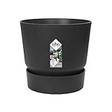 Elho Greenville Round Blumentopf, 4 liters, Living Schwarz, 20