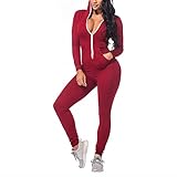 Herbst Casual Fashion Solid Color One-Piece Damen Langarm V-Ausschnitt Damen Casual Sportsw