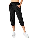 Butrends Damen Leichter Jogger Caprihose Casual Schnell trocknend Hose Workout 3/4 Workout Joggerhose Sonnenschutz UPF 50+ Wanderhose mit Tasche, Schwarz, S
