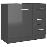 vidaXL Waschbeckenunterschrank Waschtisch Unterschrank Badmöbel Badschrank Badezimmerschrank Badezimmer Hochglanz-Grau 63x30x54cm Spanp