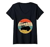 Damen Golf Cart Fahrer Golfplatzfahrzeug Retro Vintage Sunset T-Shirt mit V