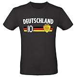 EM Fan Shirt Deutschland Europameisterschaft 100% Baumwolle T-Shirt Rundhals Fanartikel Alle Größen Herren Damen Fan-Shirt, Größe wählen:S, Land wählen:Deutschland - schwarz weiß