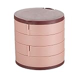 Schmuckkasten mit Spiegel, Runde Form Schmuckaufbewahrung 4 Ebenen Drehbar Schmuckschatull für Kosmetik Ringe Ohrringe Halskette Organizer Geburtstag Muttertag Mädchen Frauen Geschenk