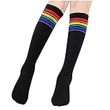 Zhiyao Kniestrümpfe Damen Mädchen Fußball Sport Socken College Cheerleader Kostüm Strümpfe Cosplay Weihnachtssock