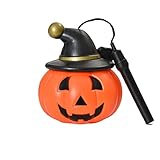 Achnr Halloween glühende Kürbislaterne Tragbare Lampe Laterne Kürbis Eimer mit Deckel Szene Layout Requisiten Dekoration liefert (Color : Hooded Portable lamp-Smiley face)