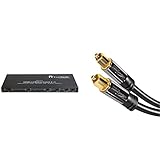 FeinTech VMS04201 HDMI Matrix Switch 4x2 mit Audio Extractor Scaler Ultra-HD 4K 60Hz HDR & KabelDirekt - Optisches Kabel / Toslink Kabel - 2m - (optisches Digitalkabel Toslink auf Toslink)