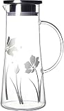 Teekanne Kessel Teekanne 1.5 l/Liter Carafe Glaskanne Wasserkanne mit abnehmbarem Edelstahl Deckel Wasserkaraffe mit Kühlelement Formgeformt Glaskaraffe mit integriertem Sieb (Size : A1500ml)