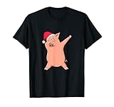 Schwein Dabbing Dab Tanz Figur Winter Weihnachten Ferkel T-S