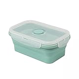 PUYEI Bento BoxKinder Lunchbox faltbare Silikon Lunchbox Vorratsbehälter mit Deckel geeignet für Küche Mikrowelle Gefrierschrank und Spülmaschin (Blau)