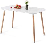 DORAFAIR Ovaler Esstisch Weiß Küchentisch für 4-6 Stühle, Skandinavisch Esszimmertisch Kaffeetisch MDF Weiß