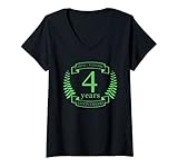 Damen Obstblumen 4 Jahre Hochzeitstag T-Shirt mit V