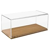 HMF 46874 Acryl Vitrine / Schaukasten mit Holzsockel für Modellautos | 34 x 16 x 14 cm | Transp