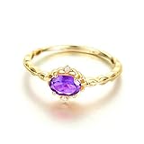 KnSam Ring, Gold Ring Echtgold Bluem 18 K 750 Gelbgold Gold Ring Women Hochzeitsring 0.5 Karat Amethyst Gold Ringe Größe 45 (14.3) Bis 65 (20.7)