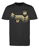 Comedy Shirts EM WM - Trikot - Deutschland 12 - Jungen Trikot - Schwarz/Gold Gr. 122-128