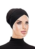 SUETTA – Atmungsaktive Hijab Kopftuch, Satin Bonnet, Hair Bonnet bei Haarverlust, oder Kopftücher Chemo Mütze, Bandana Damen und Kopftuch Damen Hijab Kopftuch oder Hut Damen,Schw