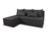 Ecksofa Pono mit Schlaffunktion - Couchgarnitur, Eckcouch, Sofa, Sofagarnitur, Bettsofa, L-Form Couch, Schlafsofa - Ottomane Universal (Dunkelgrau (Sawana 05))