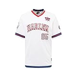 FUBU T Shirt Corporate Grad. Football, Athletics Harlem Jersey, Varsity Mesh, Sprts (Athletics Harlem Jersey Wht/NAV/Red, L)