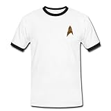 Spreadshirt Star Trek Delta Abzeichen Uniform Goldmuster Männer Kontrast T-Shirt, L, Weiß/Schw