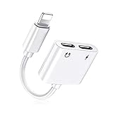 【Apple MFi Zertifiziert】 Kopfhörer Adapter für iPhone 2 in 1 Dual-Ports Splitter [Laden+Audio] Lightning auf Lightning Klinke Kabel Dongle Kompatibel mit iPhone 13/13 Pro/12/12 Pro/11/XS/XR/X/8/7