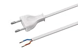 Meister Euro-Zuleitung - 2 Meter - weiß - Kunststoffleitung H03VVH2-F2X0,75 - 2 Adern - IP20 / Anschlussleitung mit Euro-Stecker / Anschlusskabel / Installationsmaterial / 7442010