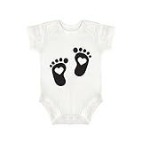 DKISEE Baby Onesies Lustige Spruch Kurzarm Weiß Bodys 0-3 Monate - Baby Fußabdruck - qo6sxp9uoboe-DOD