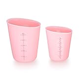 2 Stück Silikon Messbecher Krüge, 250ml/500ml Epoxidharz Mischbecher mit Skala Clear, Measuring Cups für Epoxidharz Gießformen, Basteln, Diy Handmade, Labor, Küche - Pink