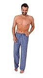 Herren Flanell Schlafanzug Hose kariert aus Baumwolle - ideal zum relaxen - 222 122 15 851, Farbe:blau, Größe:48