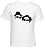 Elwood & Jake Faces T-Shirt Kinder Junge Mädchen Kurzarm Weiß Tee Kids Boys Girls White S