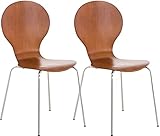 CLP 2X Stapelstuhl Diego I Konferenzstuhl Mit Holzsitz Und Stabilem Metallgestell I 2 x Platzsparender Stuhl Mit Pflegeleichter Sitzfläche, Farbe:b